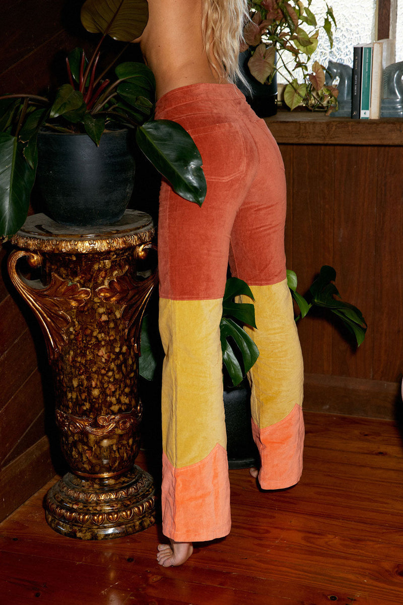 Take The Long Way Home 3 Tone Velvet Flares - Chasing Unicorns