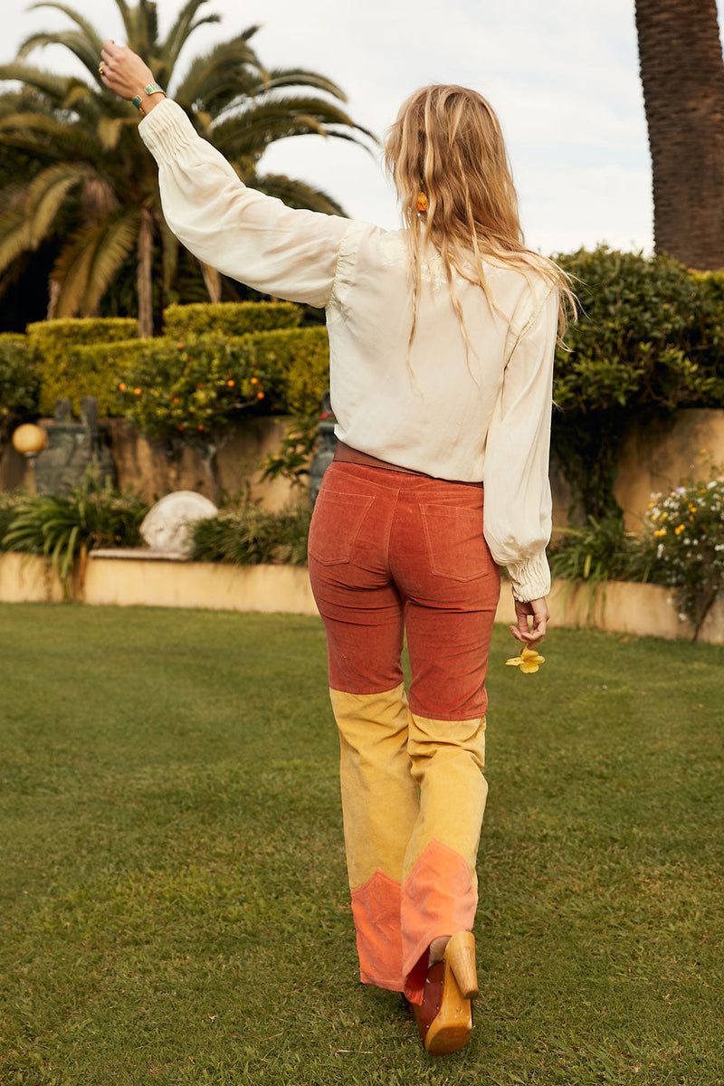 Take The Long Way Home 3 Tone Velvet Flares - Chasing Unicorns