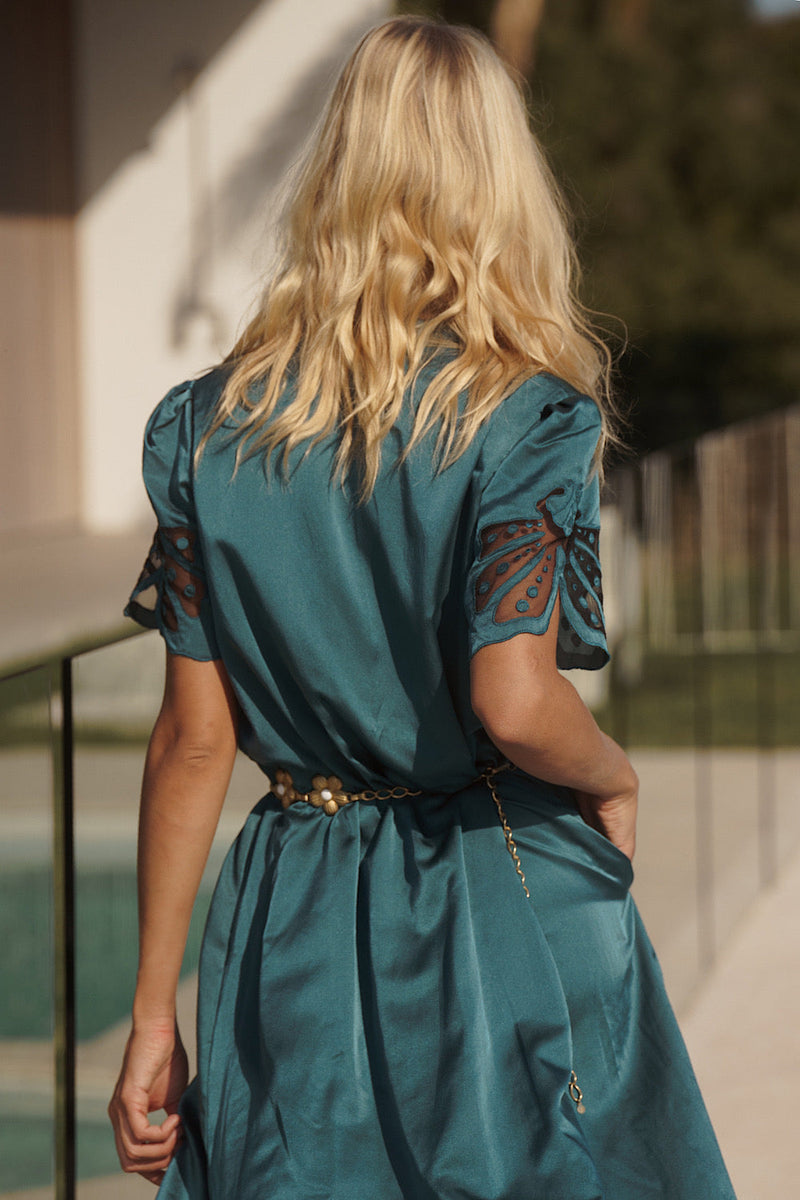 That’S All Silk + Appliqué Midi Slip Dress - Chasing Unicorns