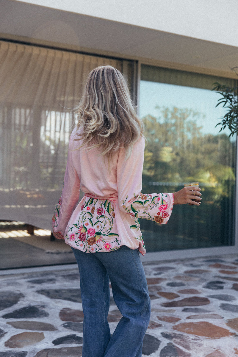 The Best Of My Love Silk + Embroidered Smoking Jacket - Chasing Unicorns