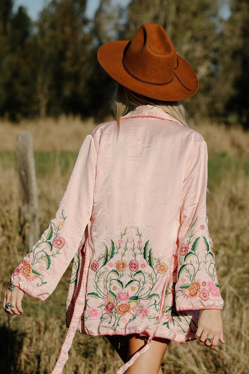 The Best Of My Love Silk + Embroidered Smoking Jacket - Chasing Unicorns