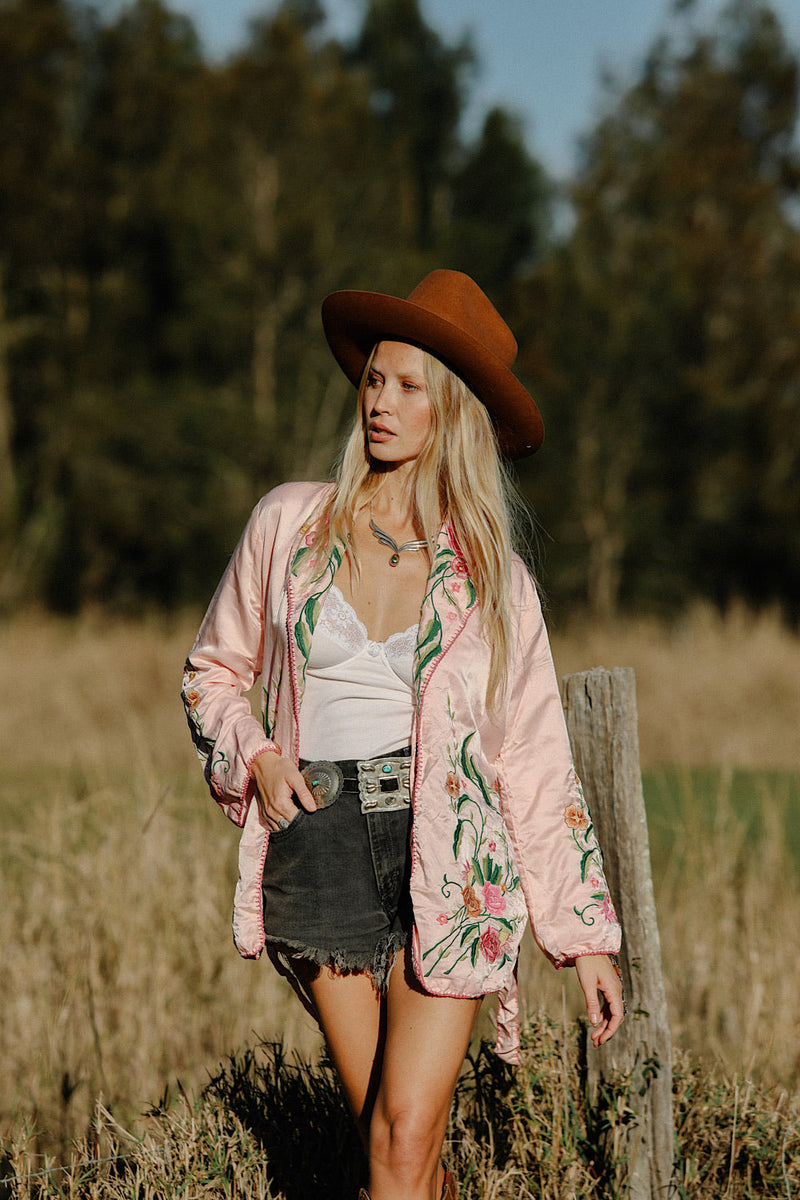 The Best Of My Love Silk + Embroidered Smoking Jacket - Chasing Unicorns