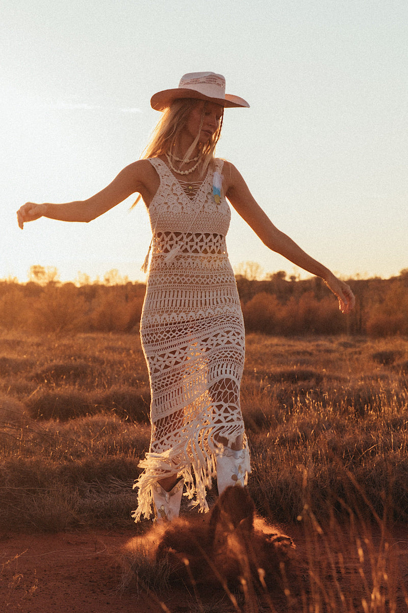 The Long And Winding Road Cutout Crochet Maxi Dress - Chasing Unicorns