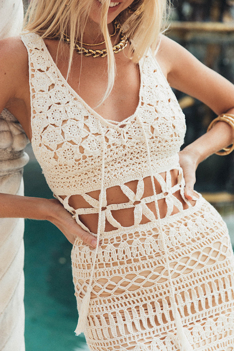 The Long And Winding Road Cutout Crochet Maxi Dress - Chasing Unicorns