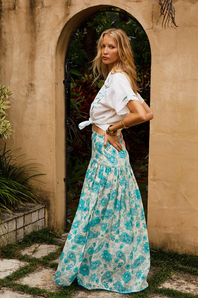 The Ocean Cotton Gauze Maxi Skirt - Chasing Unicorns