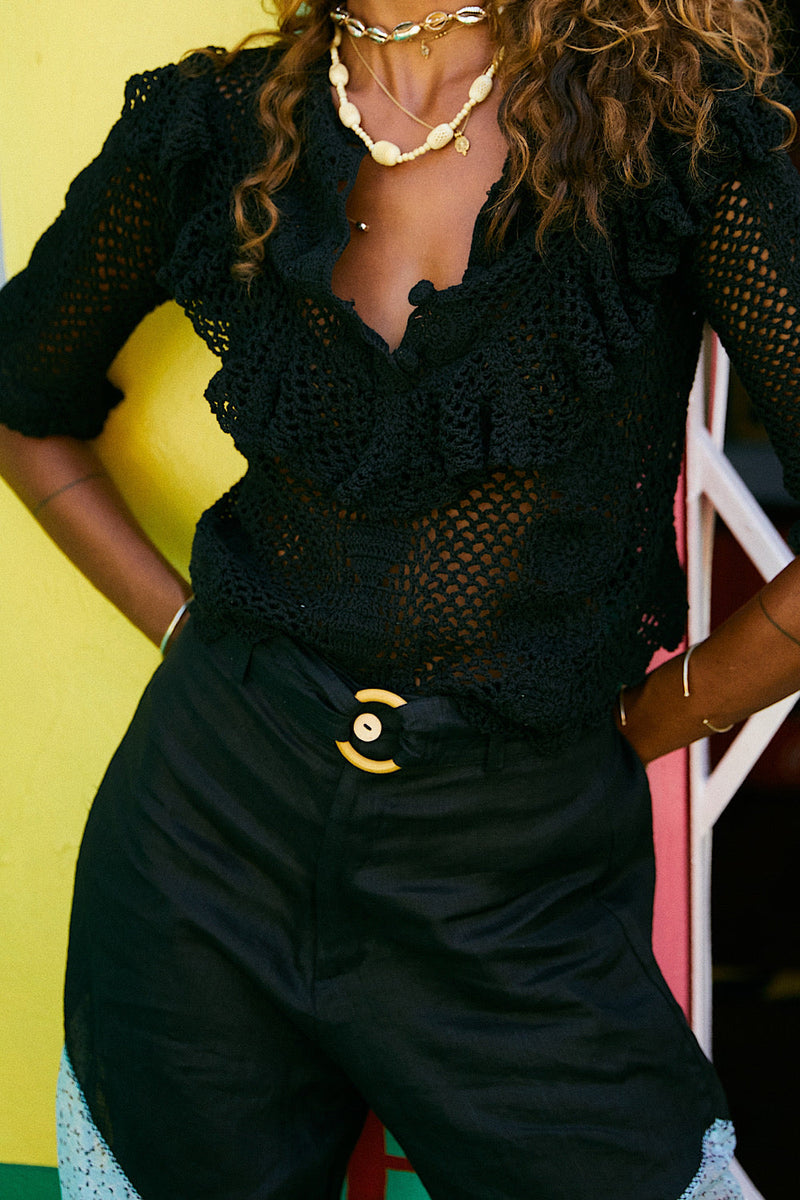 The Woman That Got Away Hand Crochet Blouse - Black - Chasing Unicorns