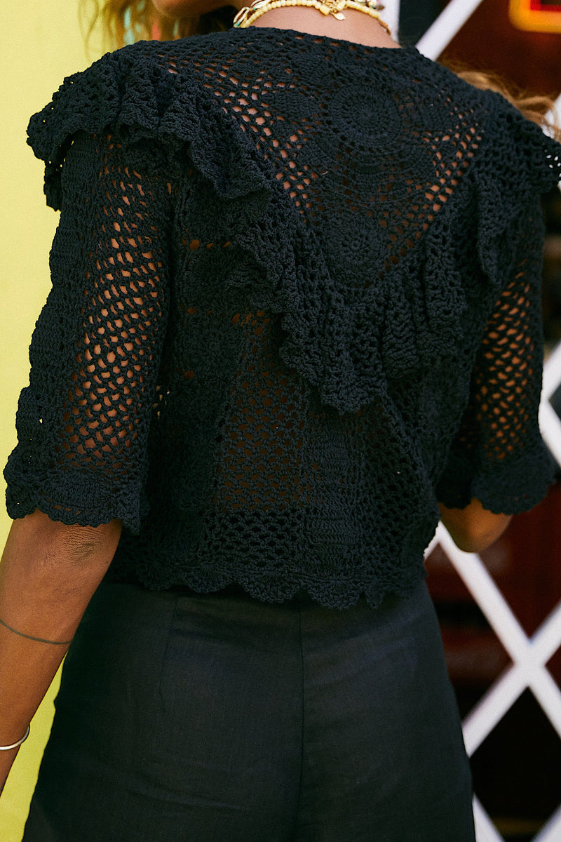 The Woman That Got Away Hand Crochet Blouse - Black - Chasing Unicorns