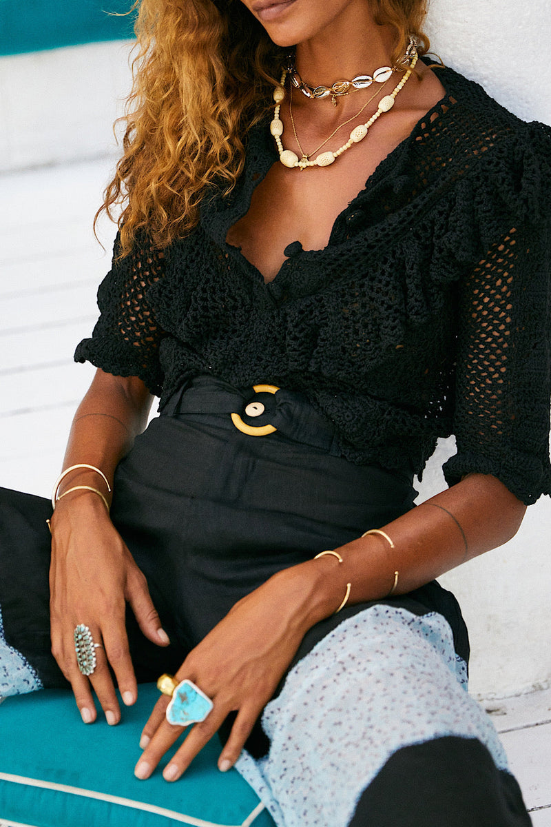 The Woman That Got Away Hand Crochet Blouse - Black - Chasing Unicorns