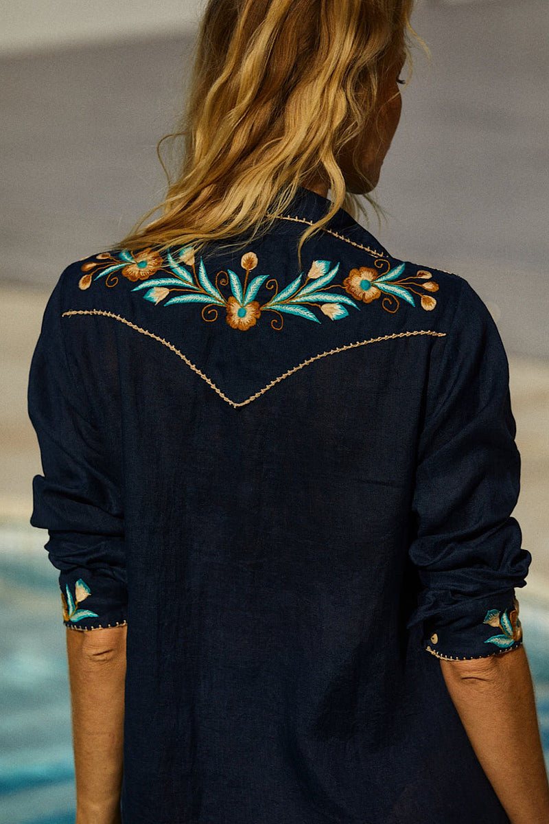 Tijuana Linen Embroidered Blouse - Chasing Unicorns