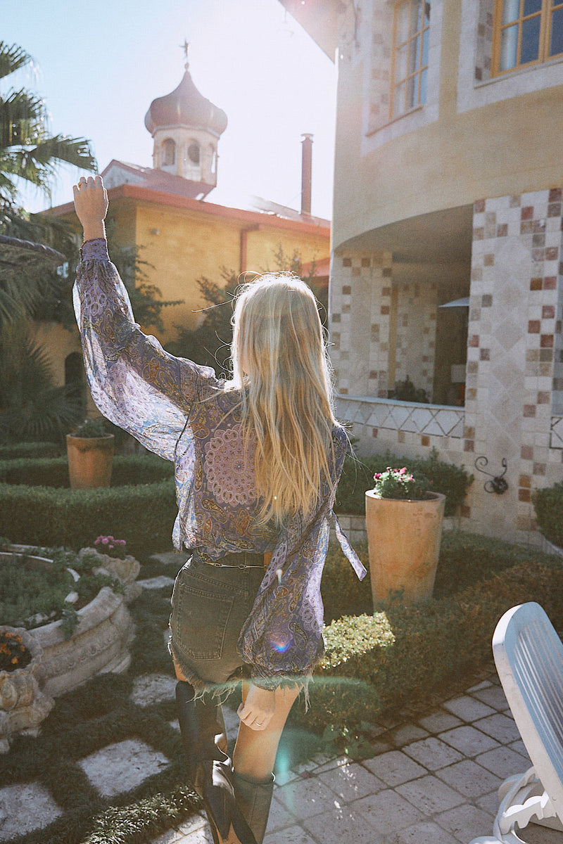 Till The Morning Comes Silk Blouse - Azul Paisley Scarf - Chasing Unicorns