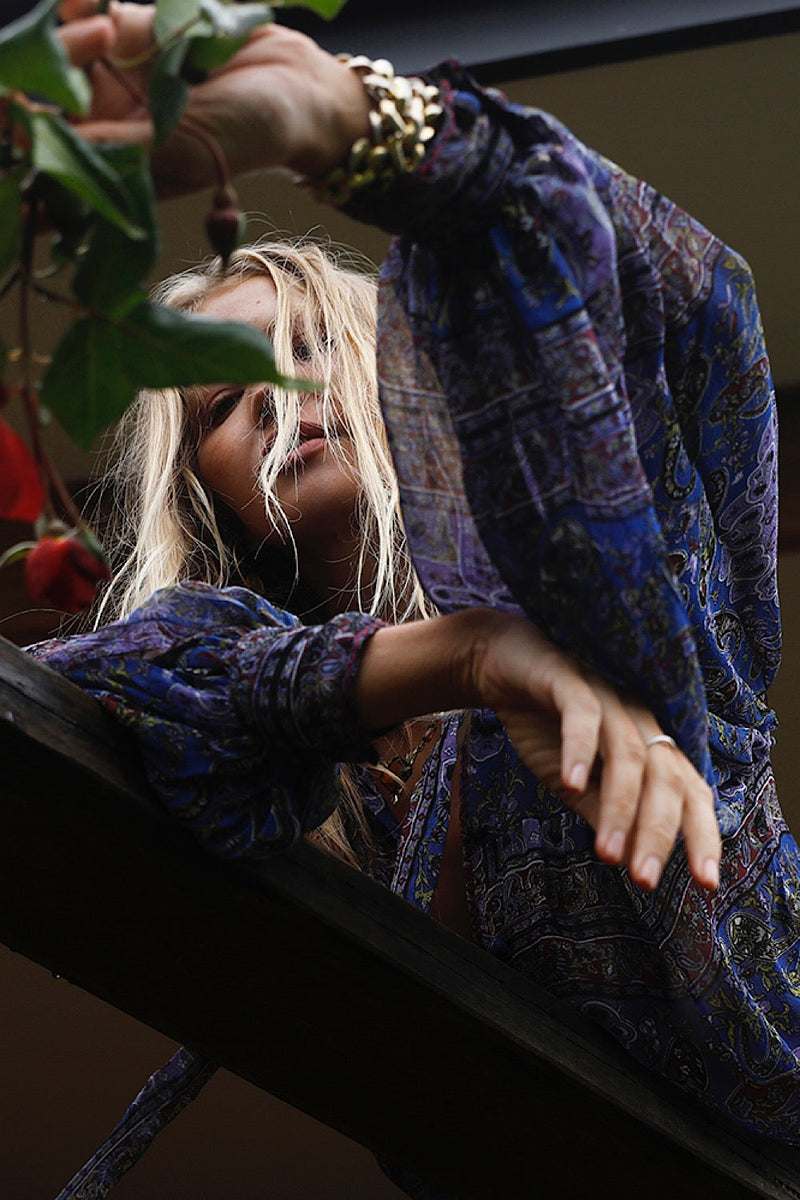 Till The Morning Comes Silk Blouse - Azul Paisley Scarf - Chasing Unicorns