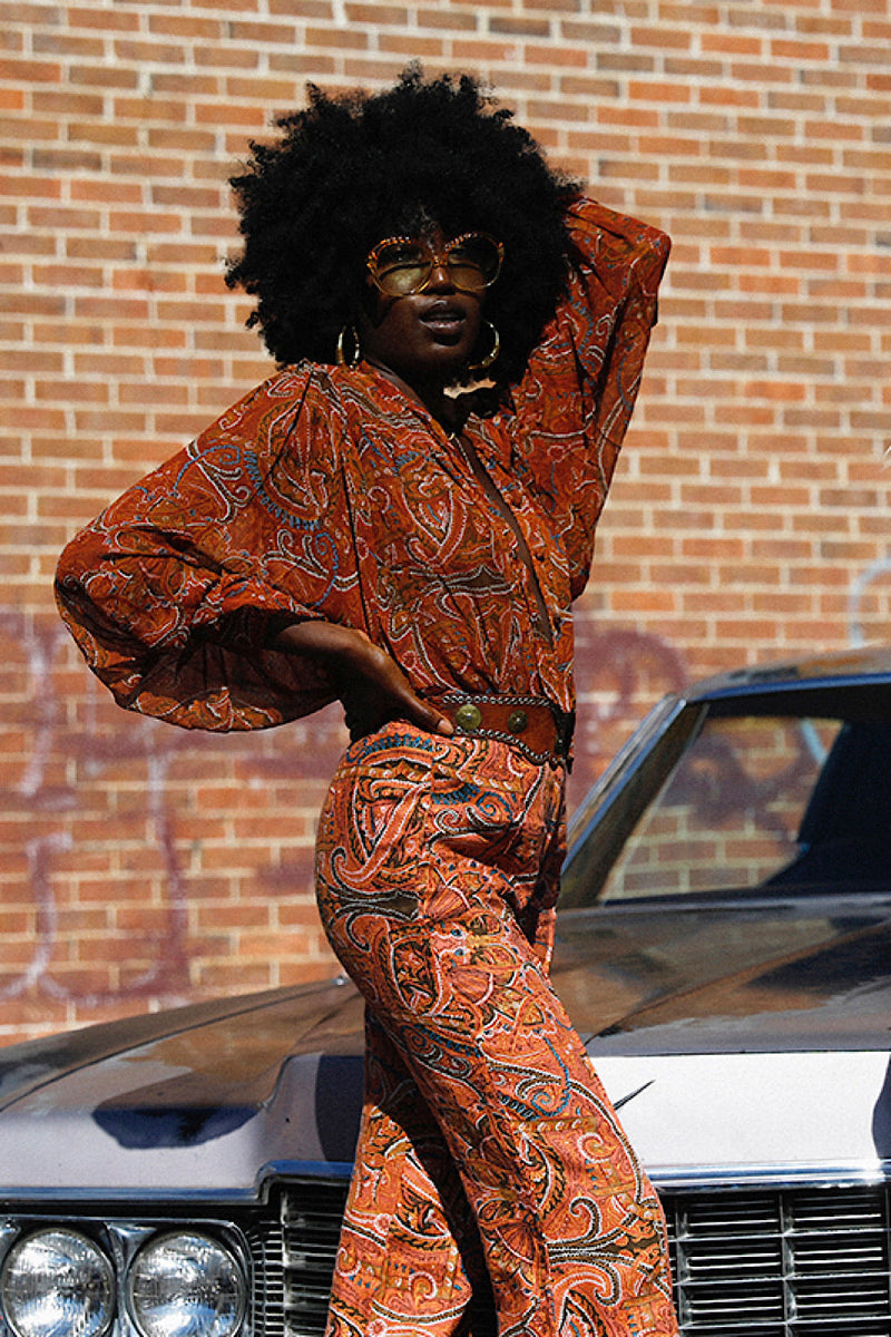 Till The Morning Comes Silk Blouse - Brown Paisley - Chasing Unicorns