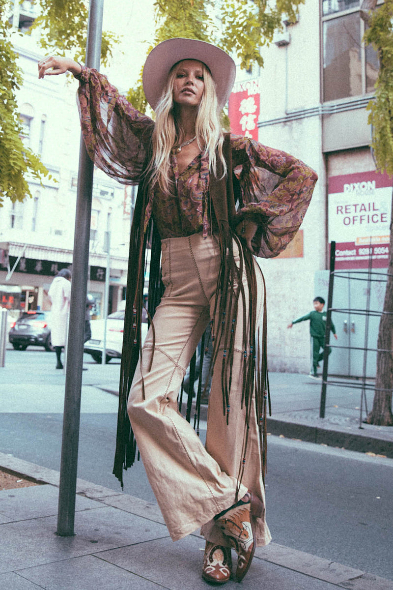 Till The Morning Comes Silk Blouse - Burgundy Paisley - Chasing Unicorns