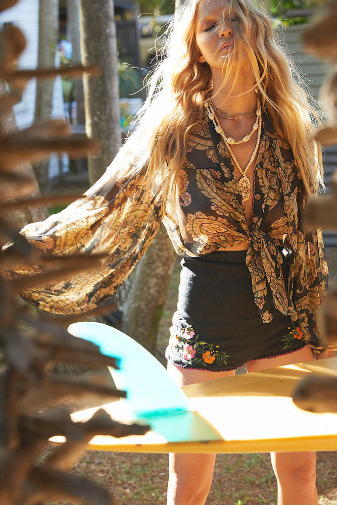 Till The Morning Comes Silk Blouse - Watercolour Paisley