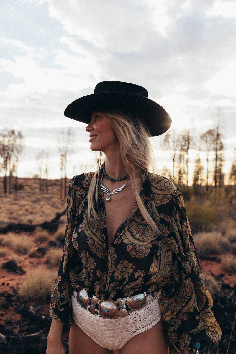 Till The Morning Comes Silk Blouse - Watercolour Paisley - Chasing Unicorns