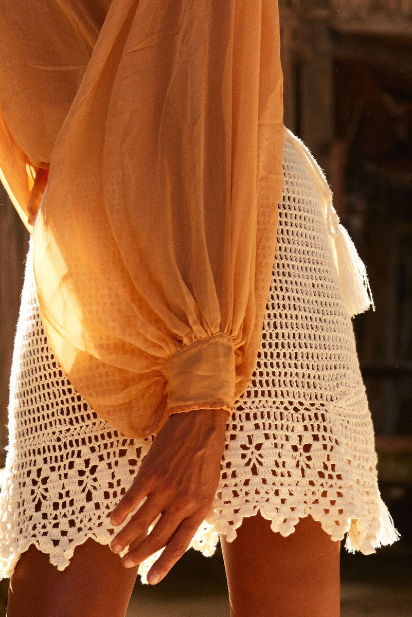 Till The Morning Comes silk chiffon Blouse - Caramel - Chasing Unicorns