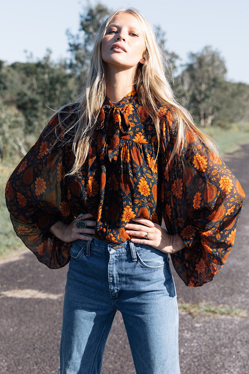 Till The Morning Comes Silk Chiffon Blouse - Paisley - Chasing Unicorns