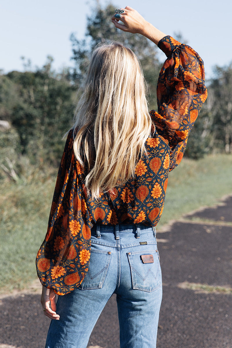 Till The Morning Comes Silk Chiffon Blouse - Paisley - Chasing Unicorns