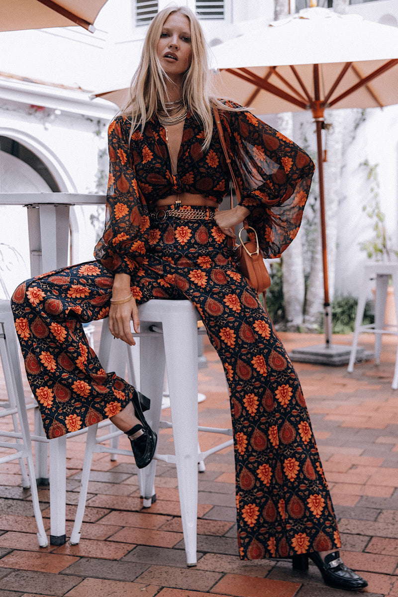 Till The Morning Comes Silk Chiffon Blouse - Paisley - Chasing Unicorns