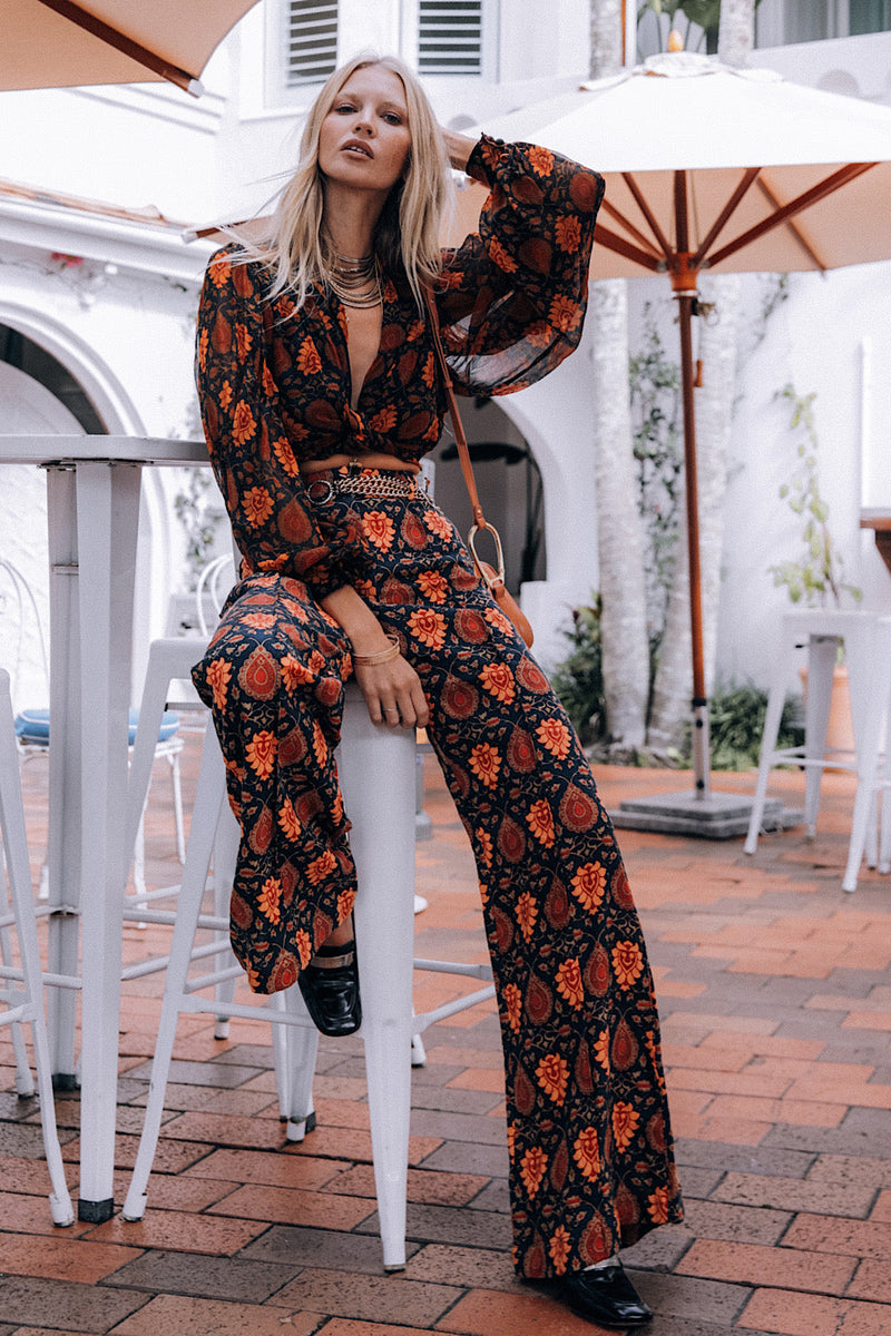 Till The Morning Comes Silk Chiffon Blouse - Paisley - Chasing Unicorns