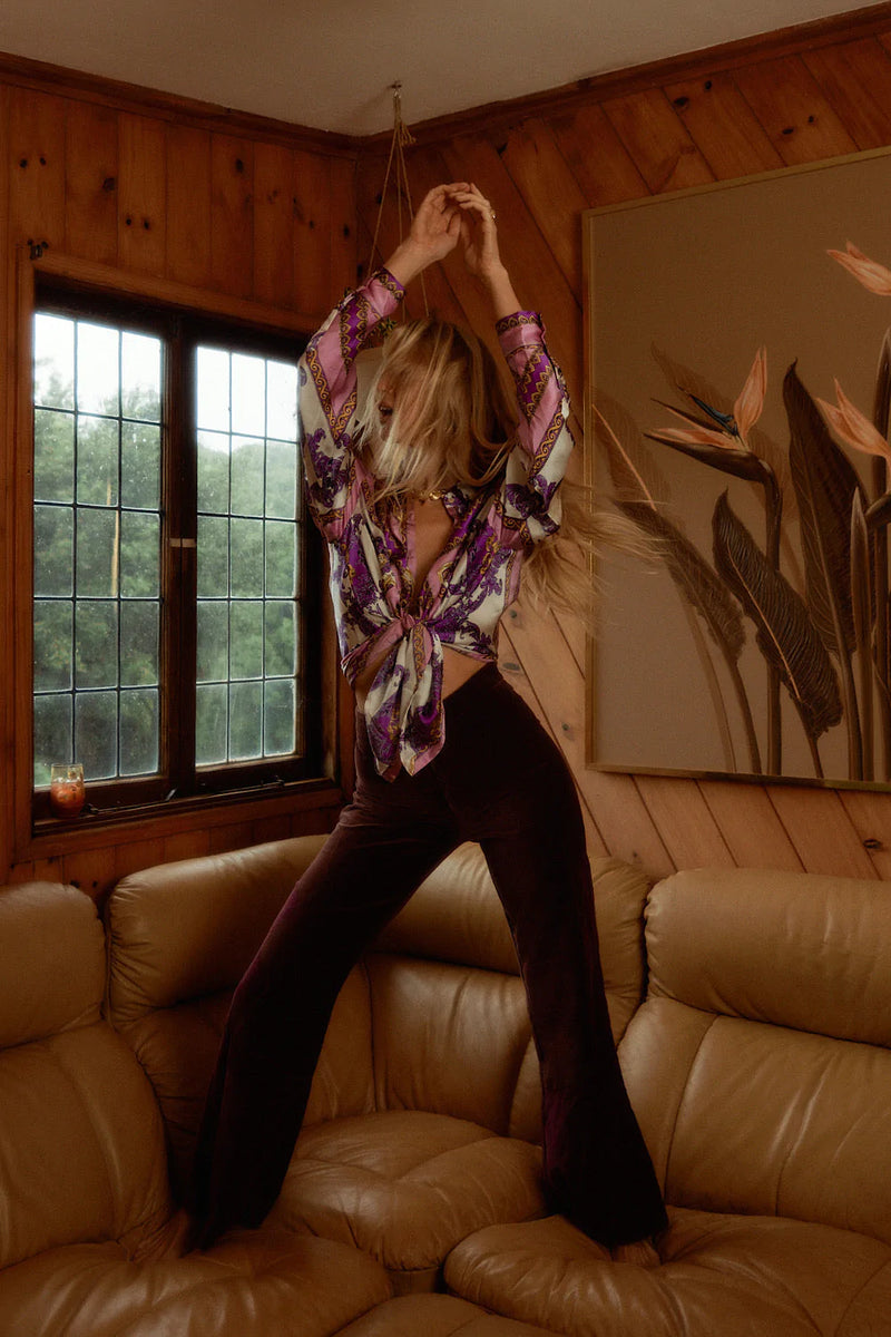 Under My Thumb Satin Oversized Shirt - Baroque Scarf - Chasing Unicorns