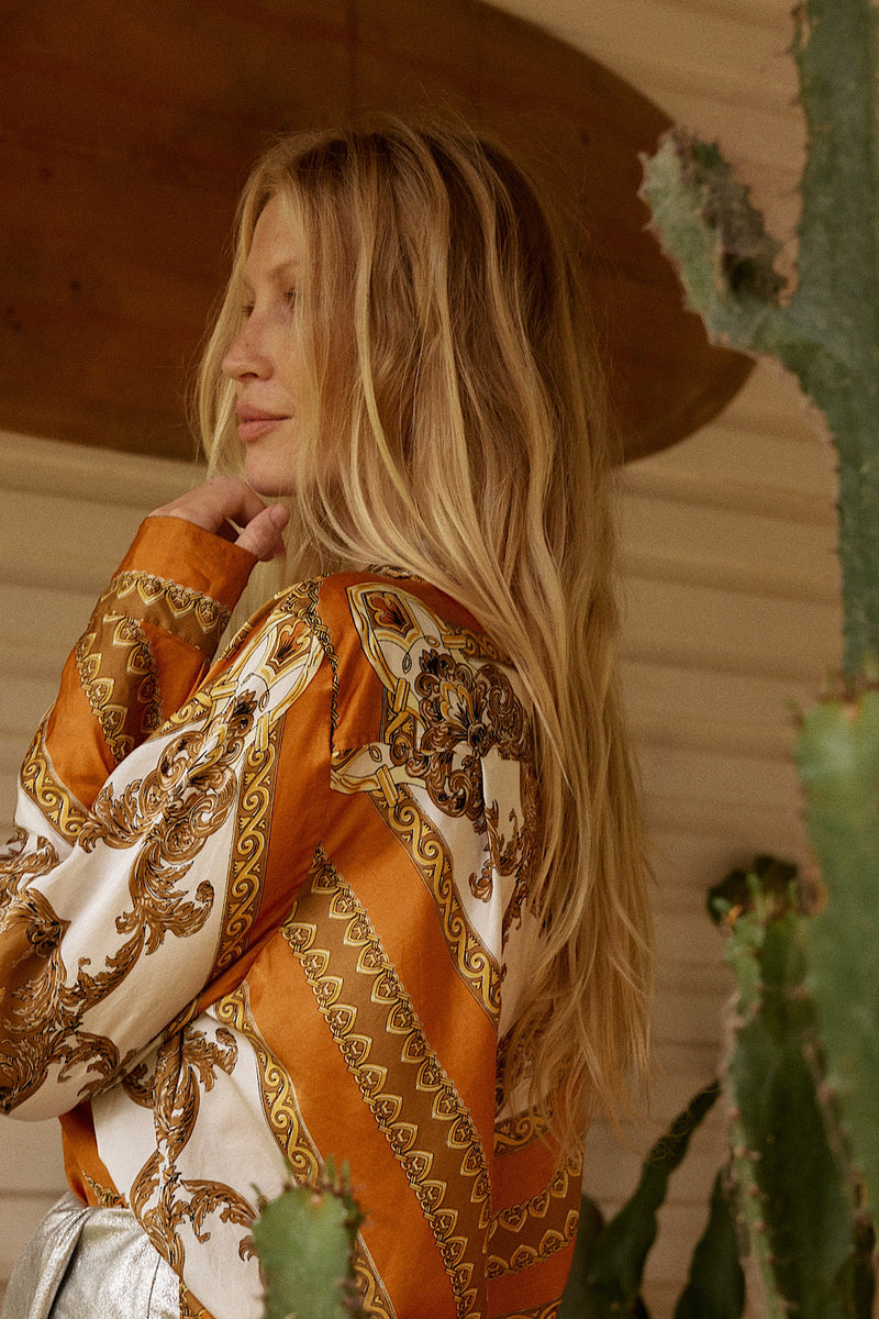 Under My Thumb Satin Oversized Shirt - Tawny - Chasing Unicorns