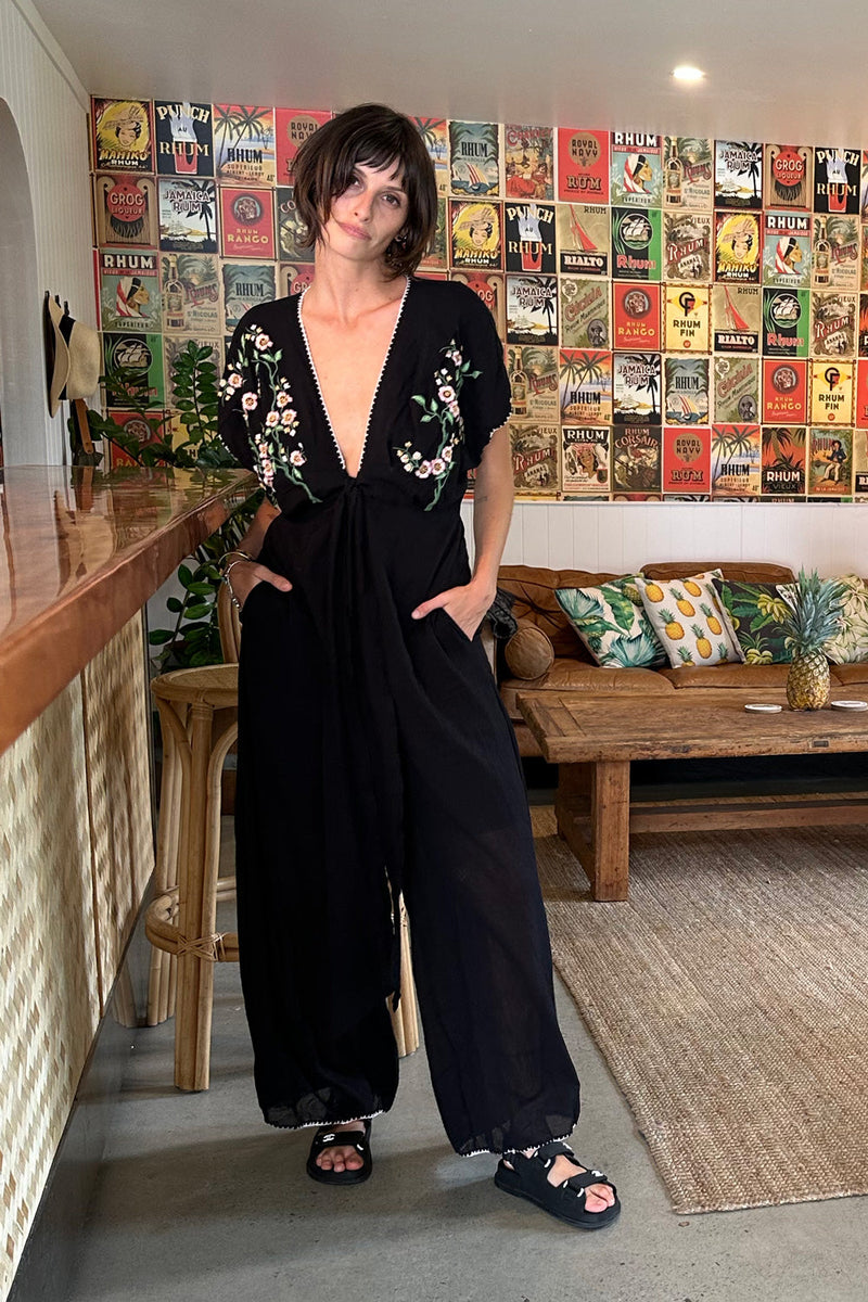 Upside Down Embroidered Palazzo Jumpsuit - Chasing Unicorns