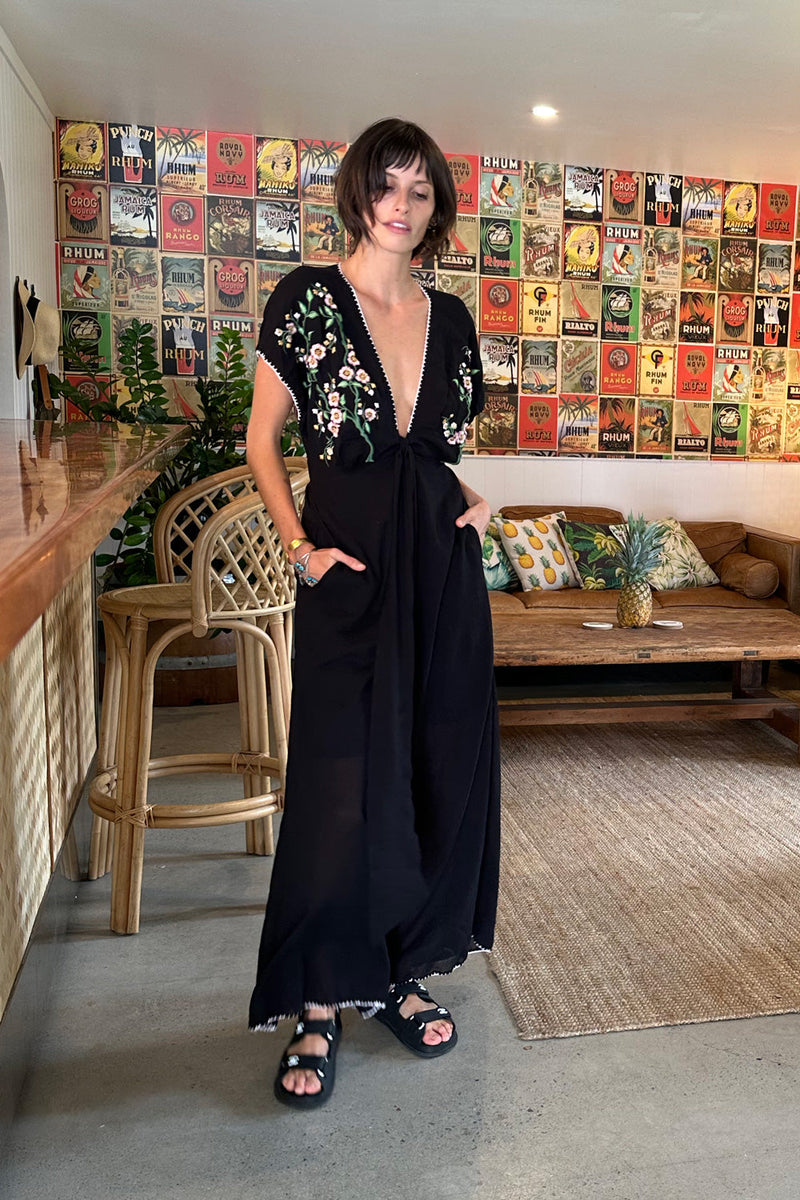 Upside Down Embroidered Palazzo Jumpsuit - Chasing Unicorns