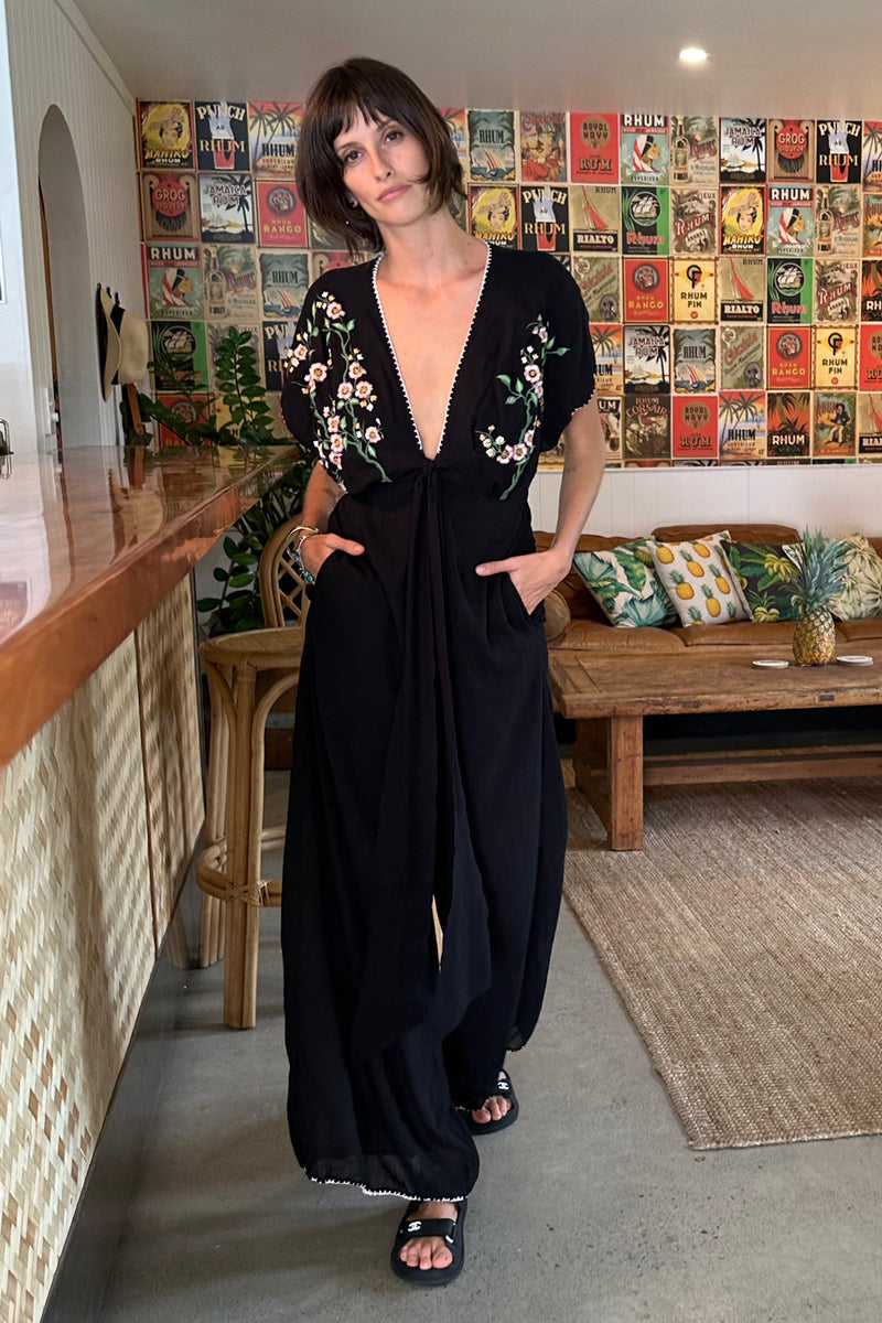 Upside Down Embroidered Palazzo Jumpsuit - Chasing Unicorns