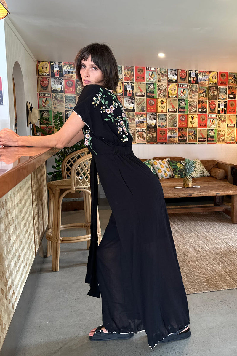 Upside Down Embroidered Palazzo Jumpsuit - Chasing Unicorns