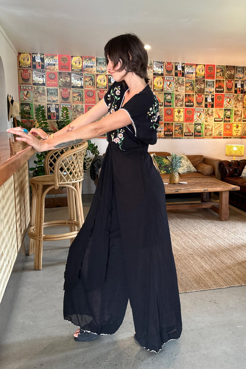 Upside Down Embroidered Palazzo Jumpsuit - Chasing Unicorns