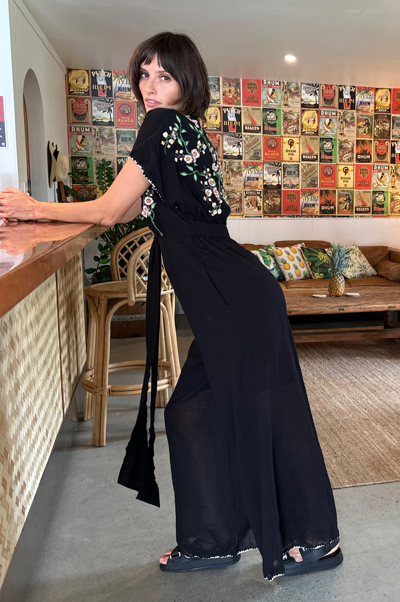 Upside Down Embroidered Palazzo Jumpsuit - Chasing Unicorns