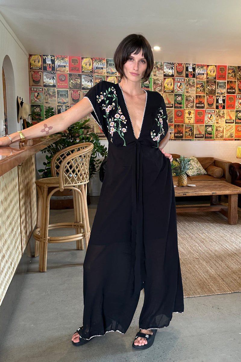 Upside Down Embroidered Palazzo Jumpsuit - Chasing Unicorns
