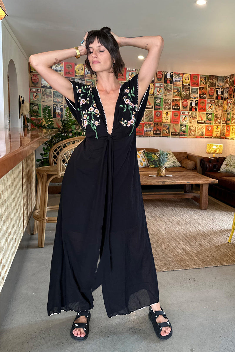 Upside Down Embroidered Palazzo Jumpsuit - Chasing Unicorns