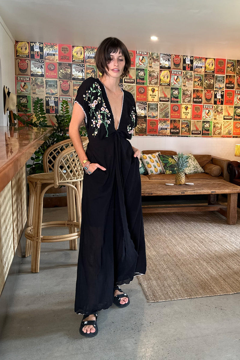 Upside Down Embroidered Palazzo Jumpsuit - Chasing Unicorns