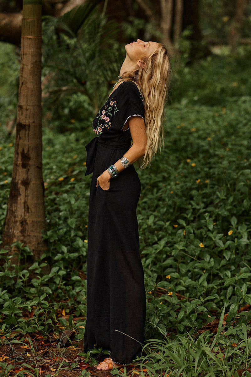 Upside Down Embroidered Palazzo Jumpsuit - Chasing Unicorns