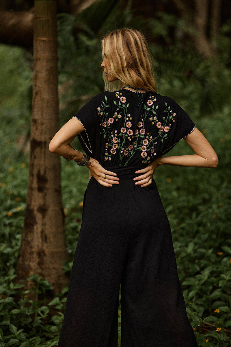 Upside Down Embroidered Palazzo Jumpsuit - Chasing Unicorns