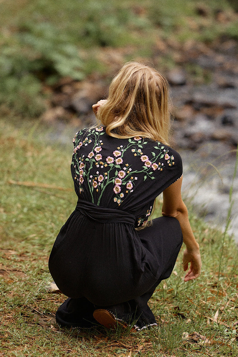 Upside Down Embroidered Palazzo Jumpsuit - Chasing Unicorns