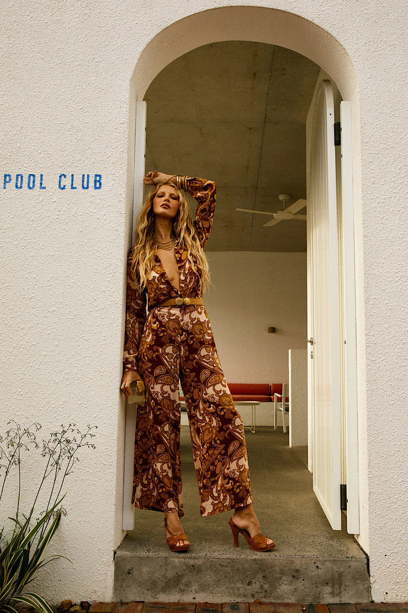 Voodoo Child Silk Crepe Palazzo Pants - Spice Psychedelic - Chasing Unicorns