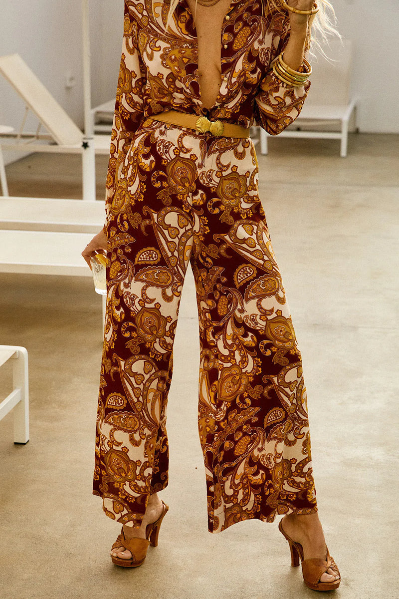 Voodoo Child Silk Crepe Palazzo Pants - Spice Psychedelic - Chasing Unicorns