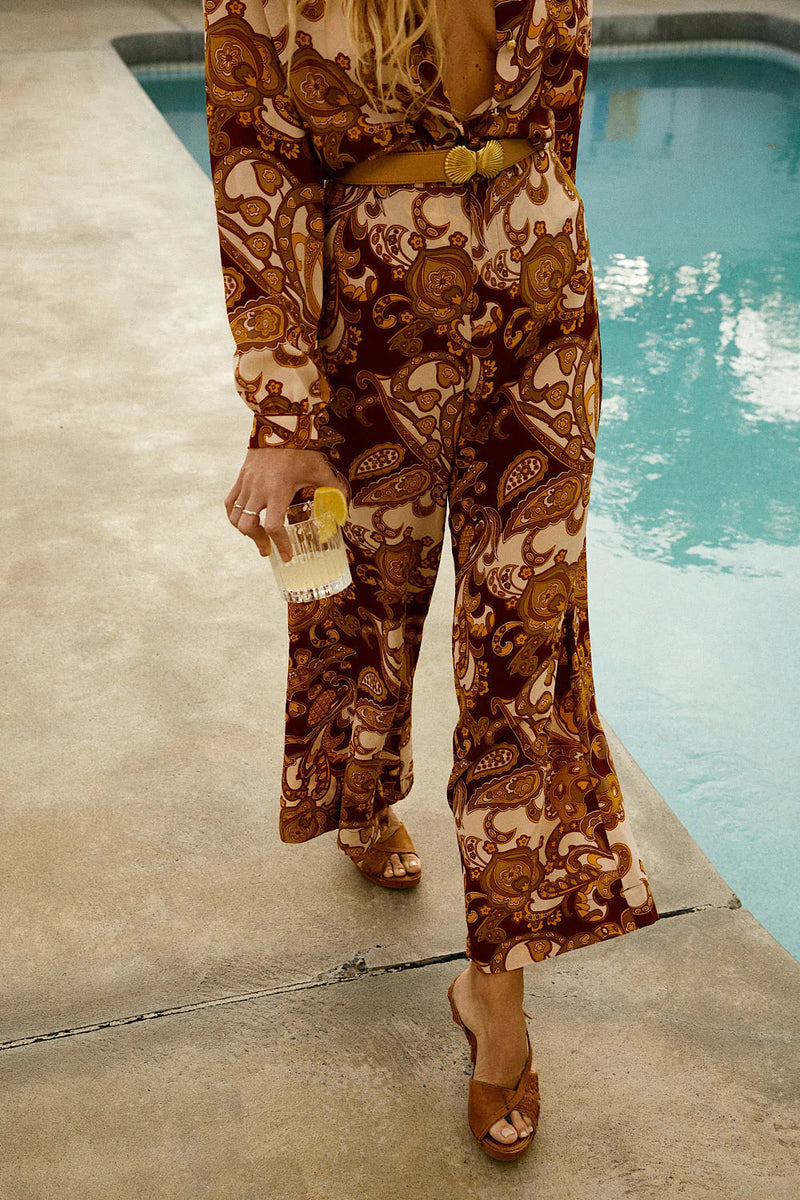 Voodoo Child Silk Crepe Palazzo Pants - Spice Psychedelic - Chasing Unicorns