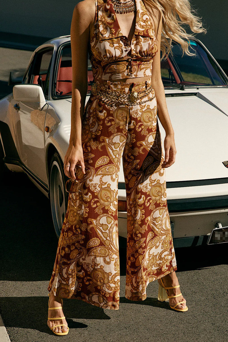 Voodoo Child Silk Crepe Palazzo Pants - Spice Psychedelic - Chasing Unicorns