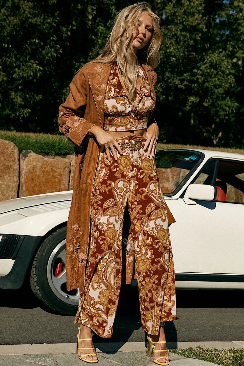 Voodoo Child Silk Crepe Palazzo Pants - Spice Psychedelic - Chasing Unicorns