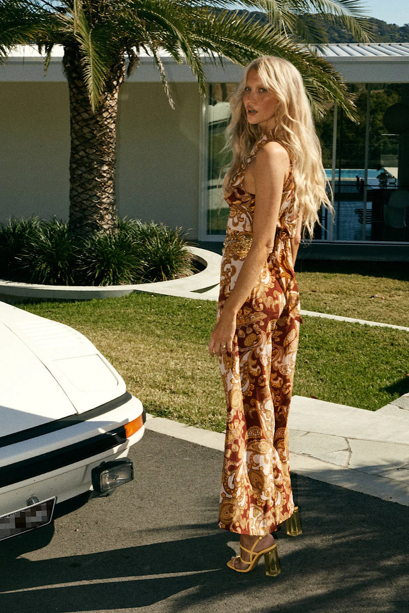 Voodoo Child Silk Crepe Palazzo Pants - Spice Psychedelic - Chasing Unicorns