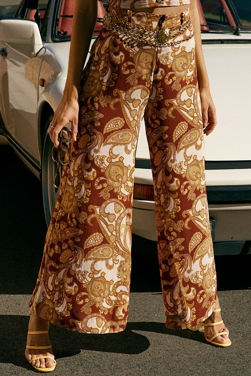 Voodoo Child Silk Crepe Palazzo Pants - Spice Psychedelic - Chasing Unicorns