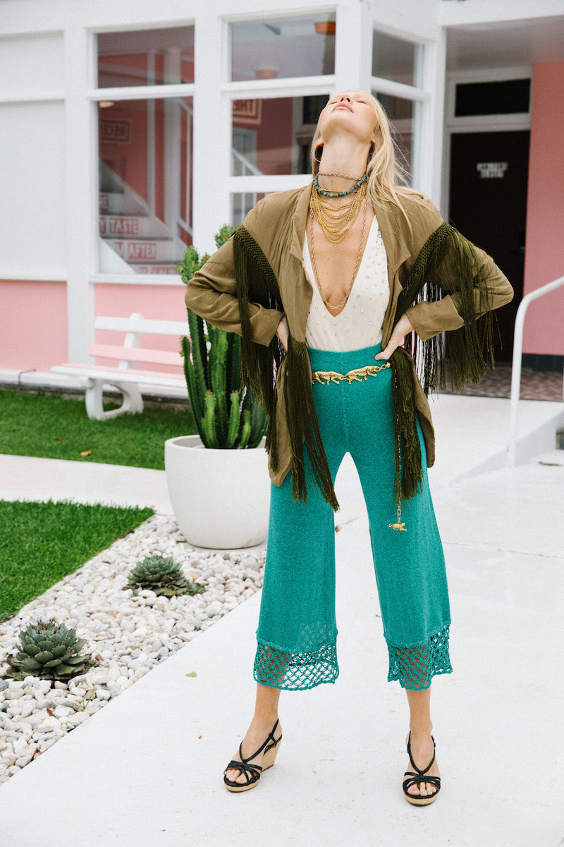 Walk The Line Silk And Fringe Blazer - Chasing Unicorns