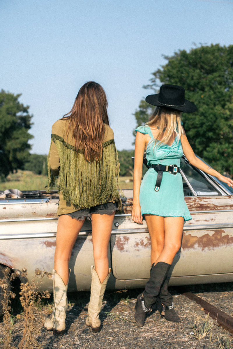 Walk The Line Silk And Fringe Blazer - Chasing Unicorns
