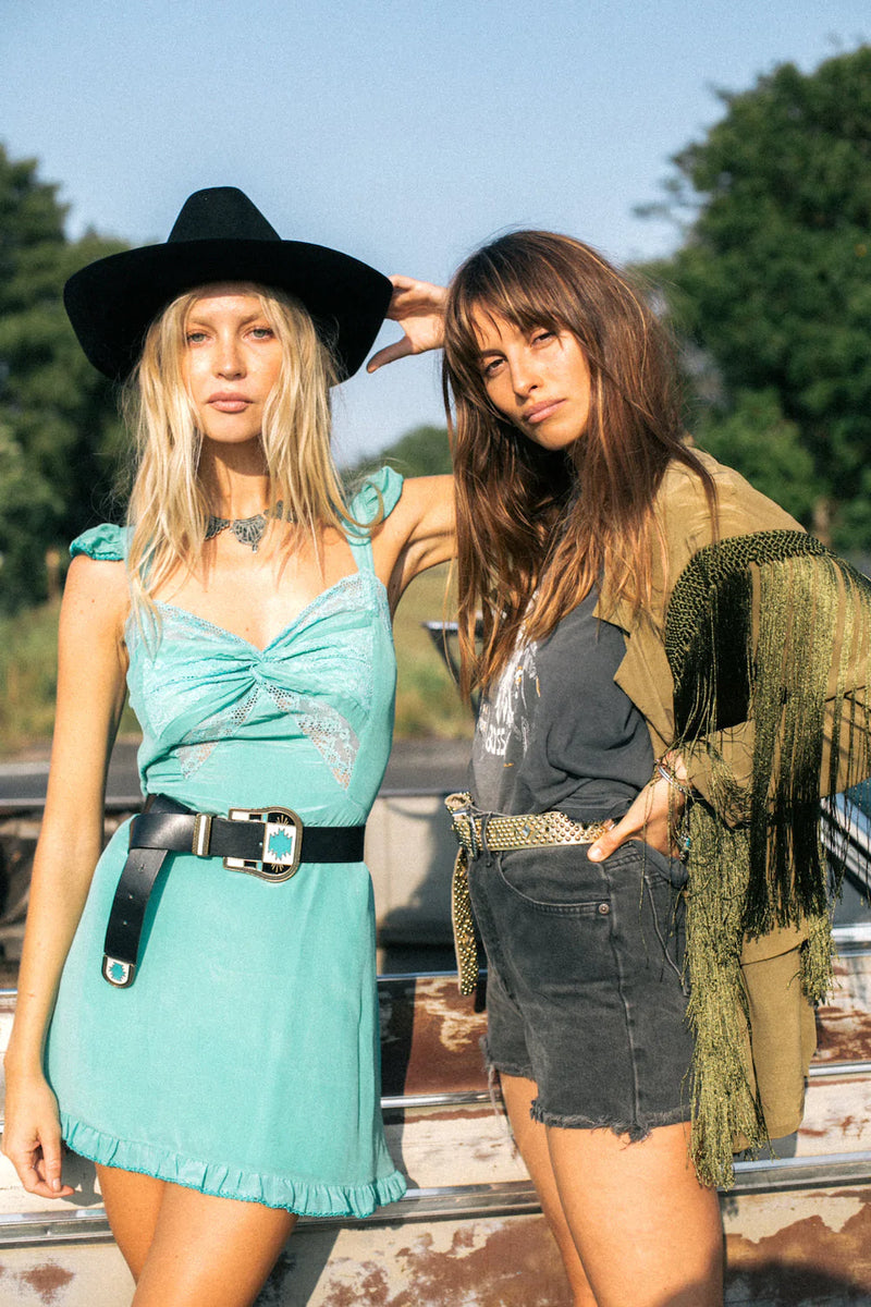 Walk The Line Silk And Fringe Blazer - Chasing Unicorns