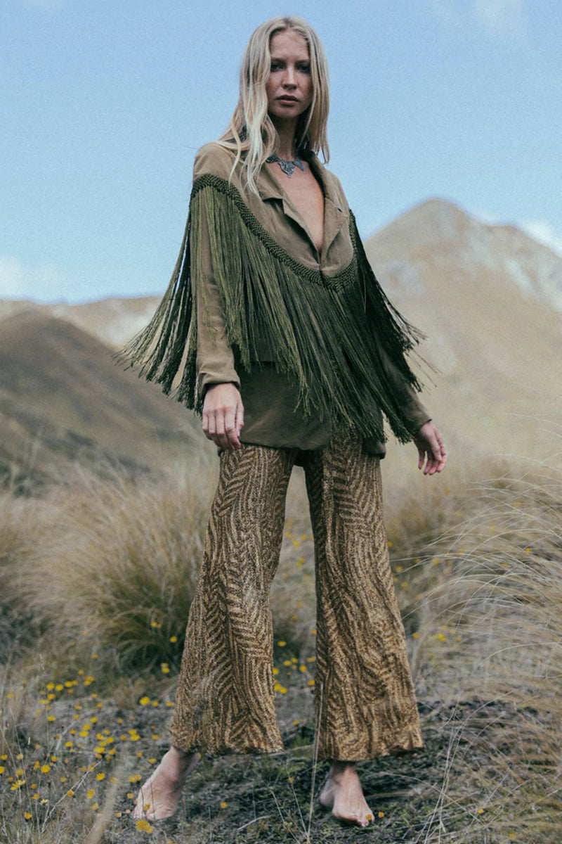 Walk The Line Silk And Fringe Blazer - Chasing Unicorns
