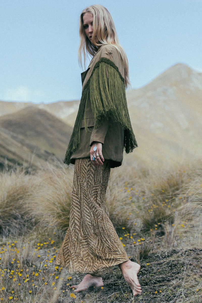 Walk The Line Silk And Fringe Blazer - Chasing Unicorns